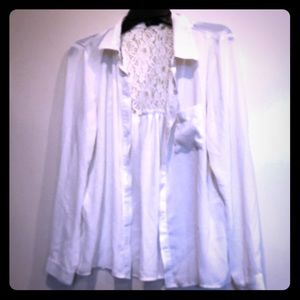 White chiffon button-down
